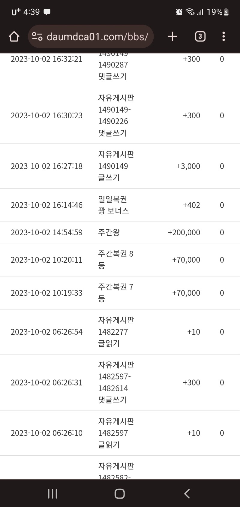 들어와보니 주간왕이라는 포인트가있네요