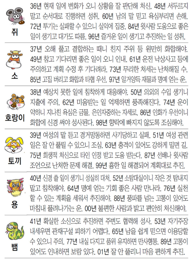 5일 오늘의운세