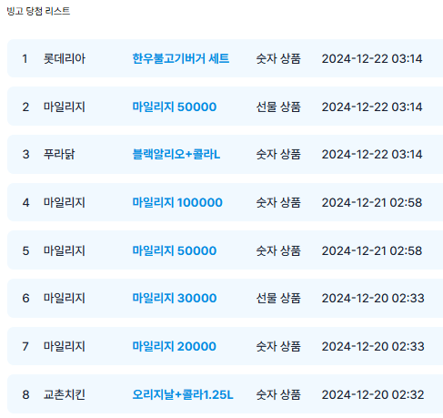 빙고 리스트!