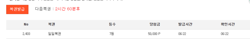 일반복권 7등 감사합니다