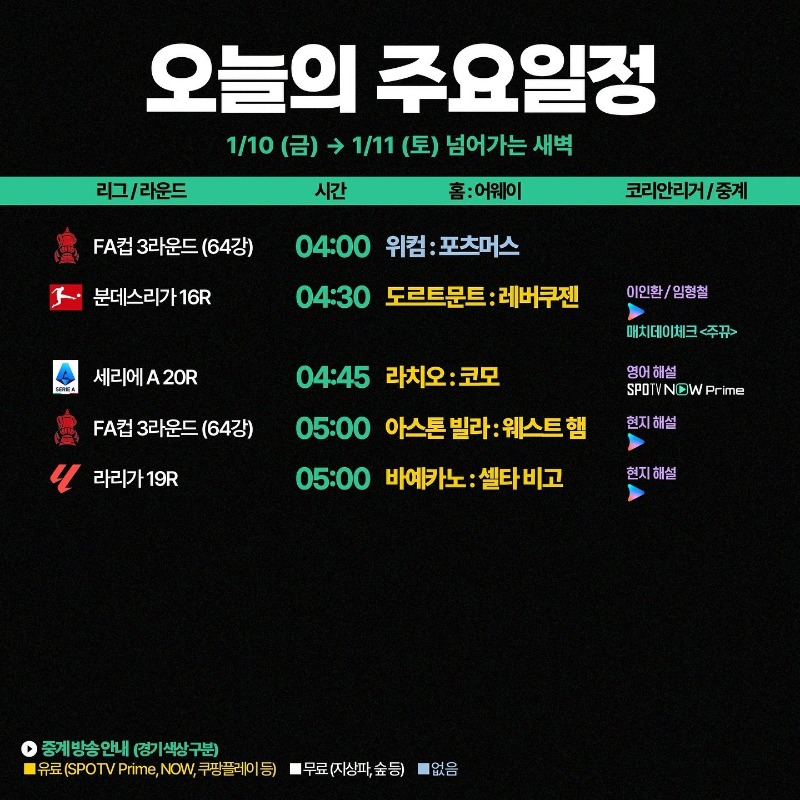 도르트문트 v 레버쿠젠 / 아스톤 빌라 v 포터의 웨햄, 보시겠습니까?