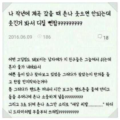 계곡에서 생긴 일 ㅋㅋㅋ