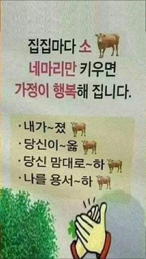 집집마다 소 4마리를 키우면