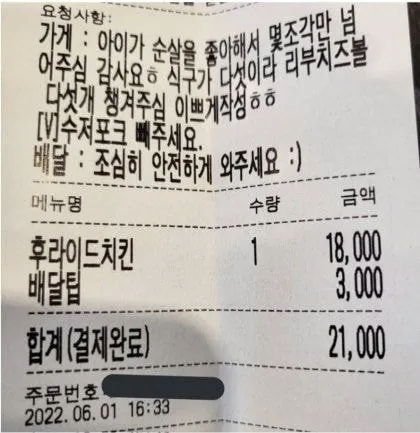 치킨 한마리로 다섯 식구가 먹는 방법