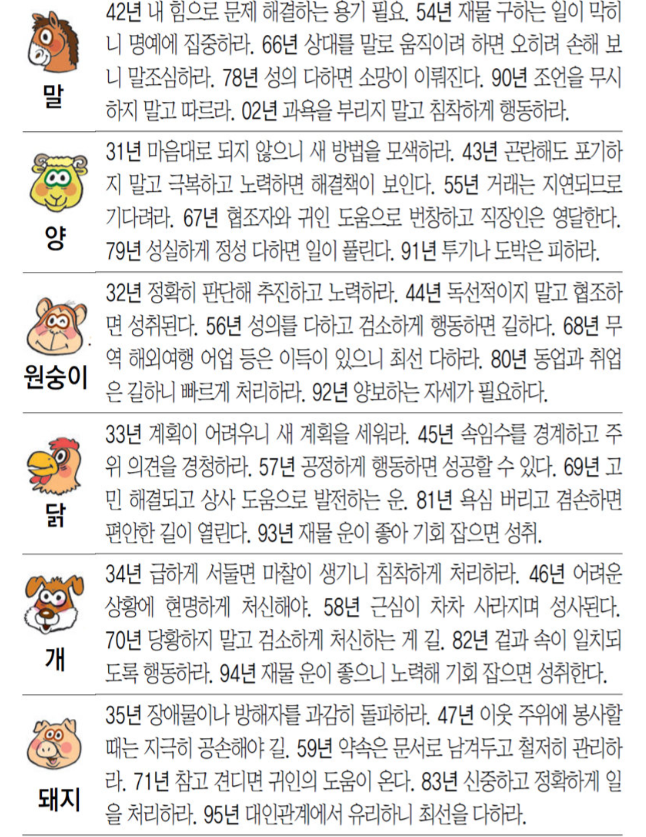 6일 오늘의운세