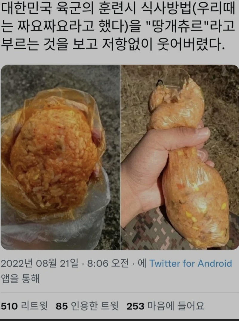 요즘 군대 비닐밥 명칭