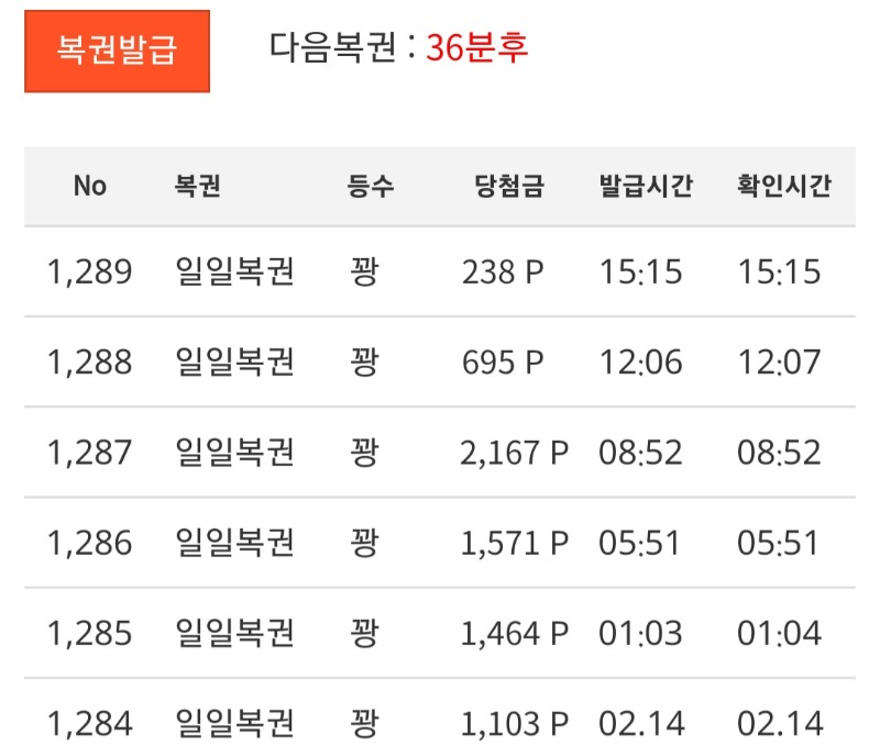 36분후 복권탐!!