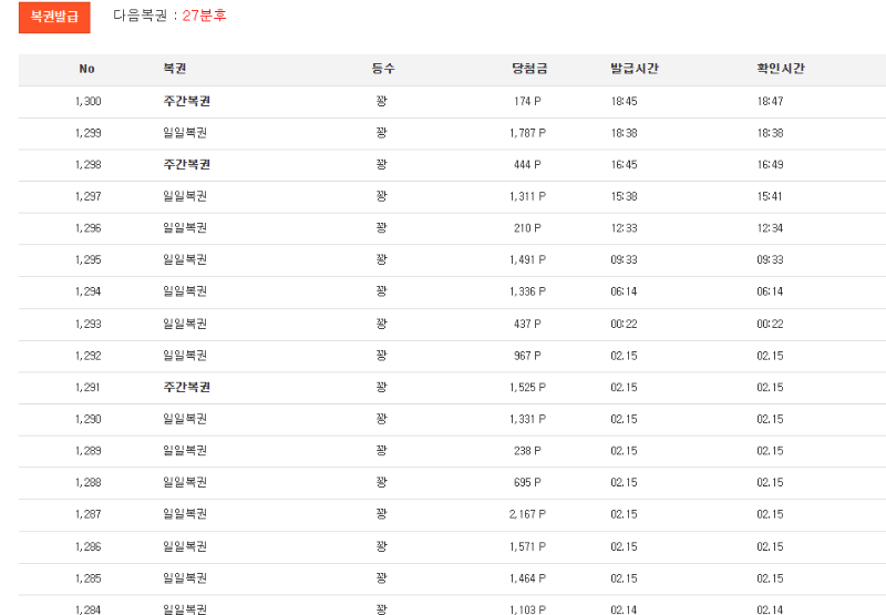 오늘 마지막 복권 탐 !