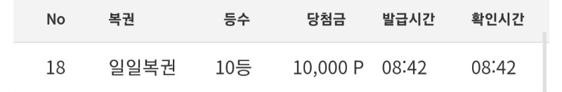 일복이 10등이 당첨:)