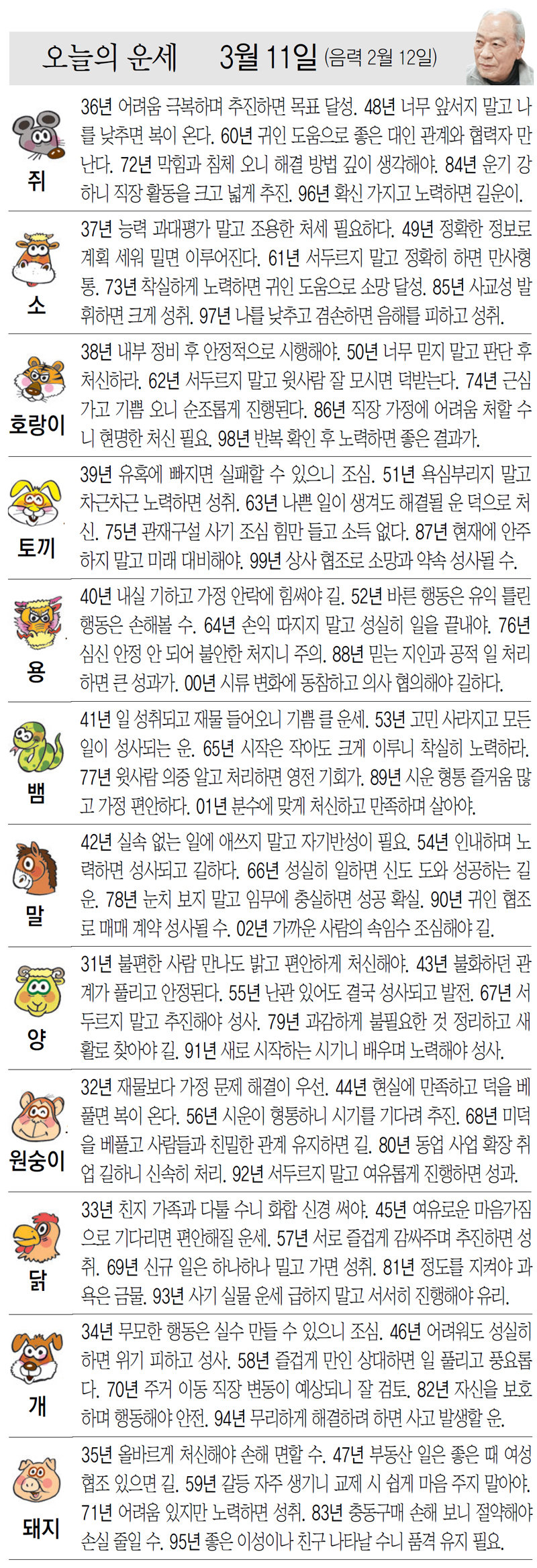 오날도 운세