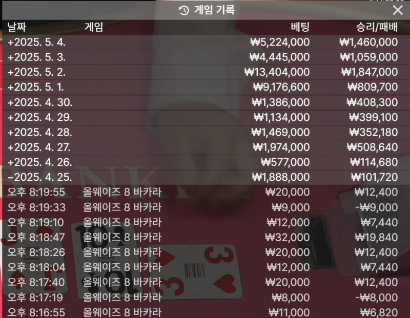 문카 물렛에서 바카라로 종목변경이 신의 한수인가보네요ㅋ