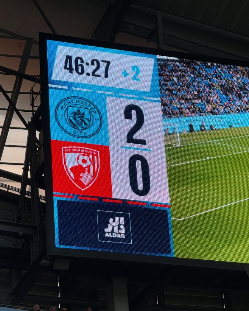 전반종료 마르무쉬 원더골, 베실바 추가골 맨시티 2-0 리드