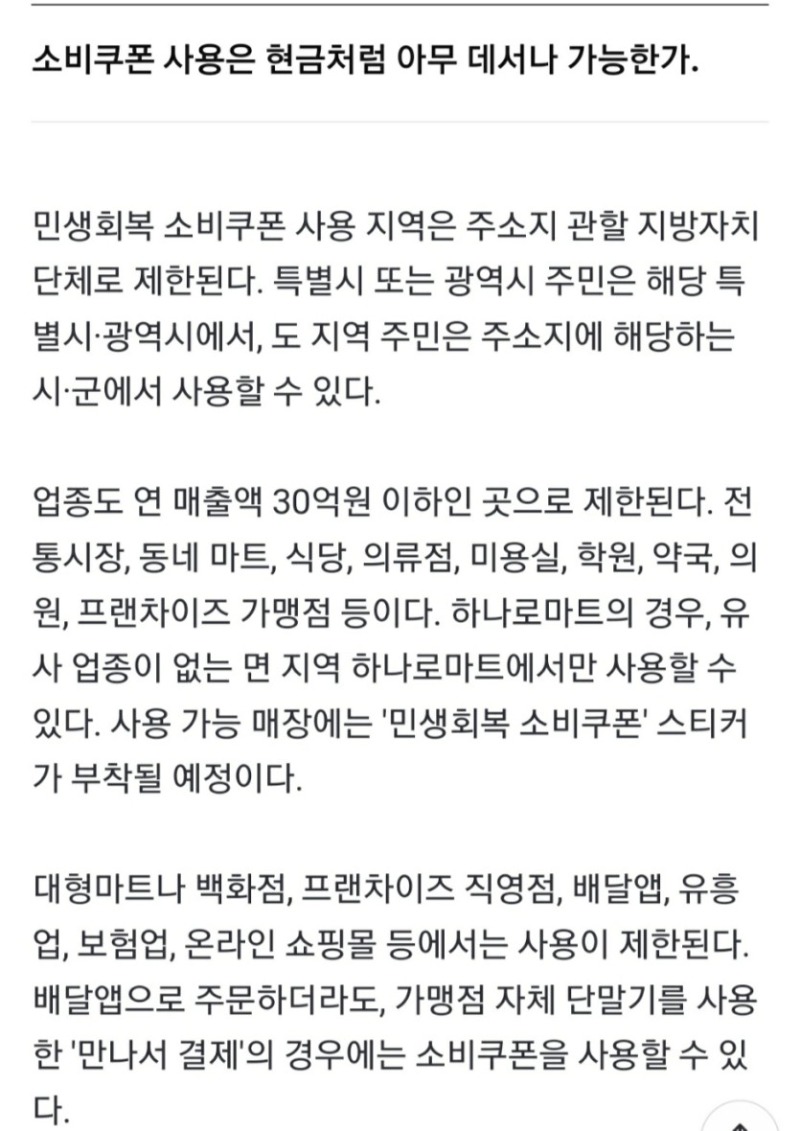 민생 소비 쿠폰 ...사용처는?
