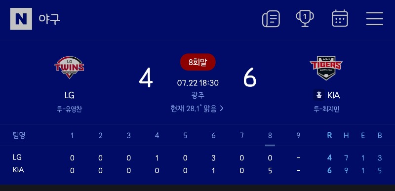 기아 8회말 폭발!!!