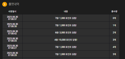 30일 만근 룰렛 15개! 성공!