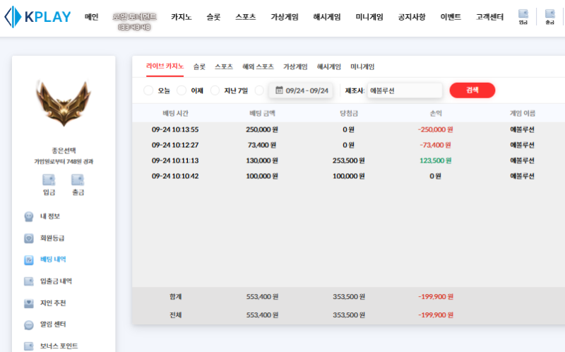 20충 룰렛받겠다고 충전해서 다날리네...