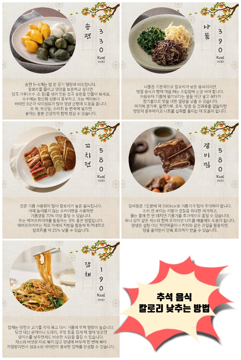 추석 음식 칼로리 낮추는 방법
