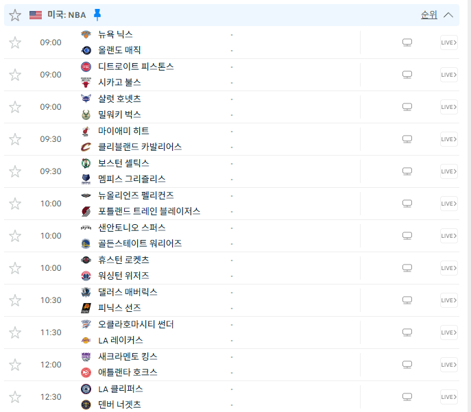 NBA 농구만 12경기네요 ㄷㄷ