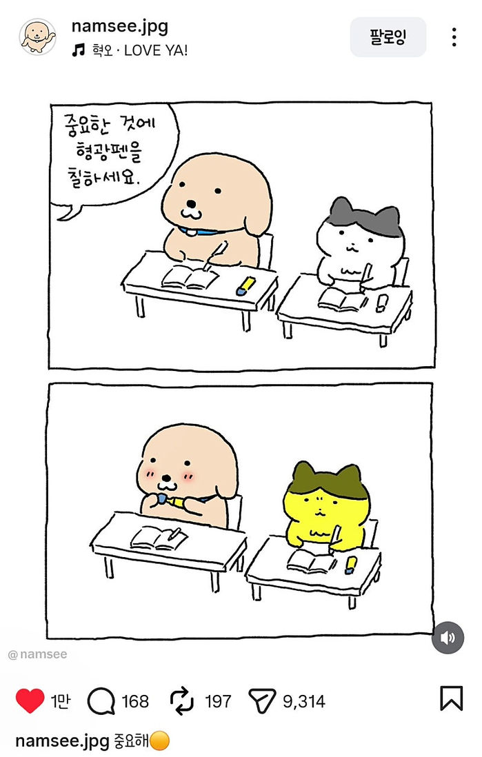 중요한 것에 형광펜을 칠하세요