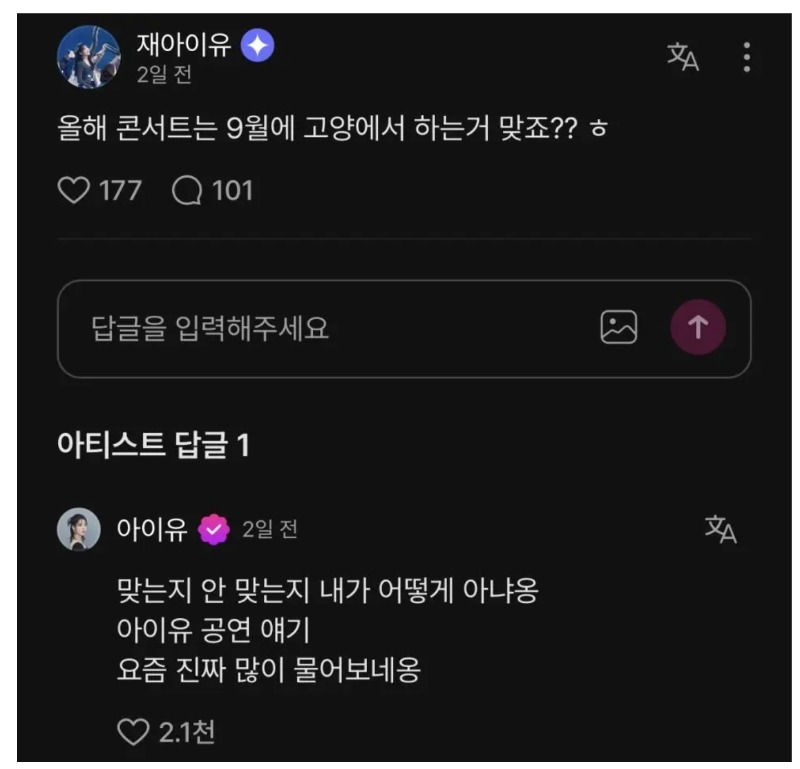 아이유 댓글
