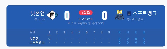 소뱅 vs 니혼햄 가자고오옹~!!