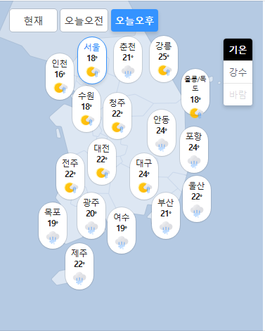 오늘 전국 오후 날씨