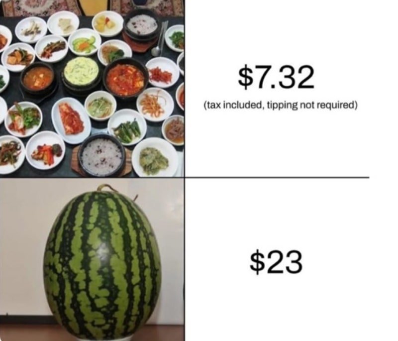 외국인들이 보는 한국 음식가격