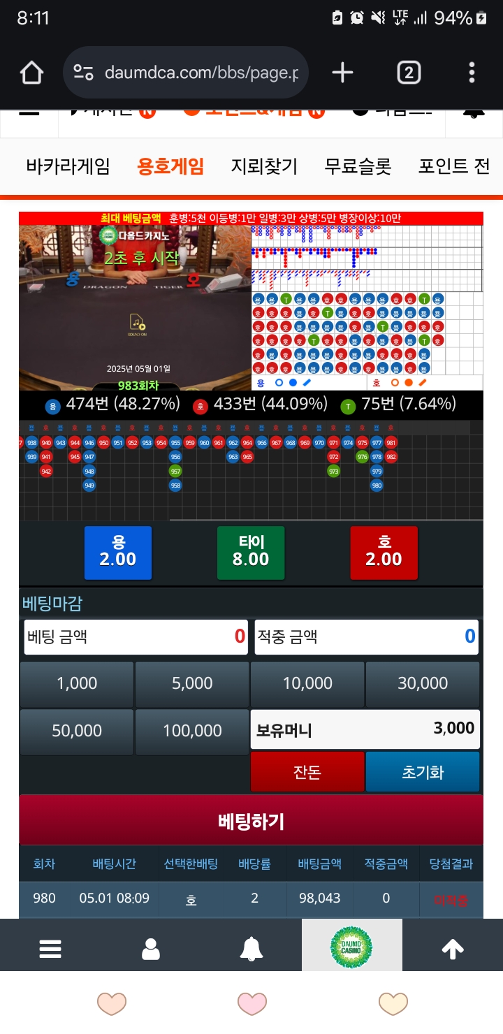 아침부터 포용 드럽게도 안맞네...