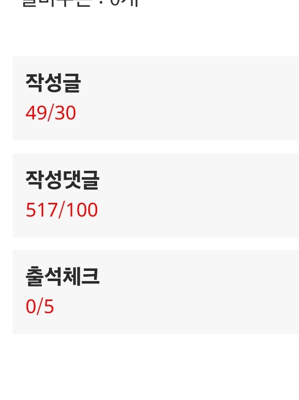 어제 출첵하고 나서 실적