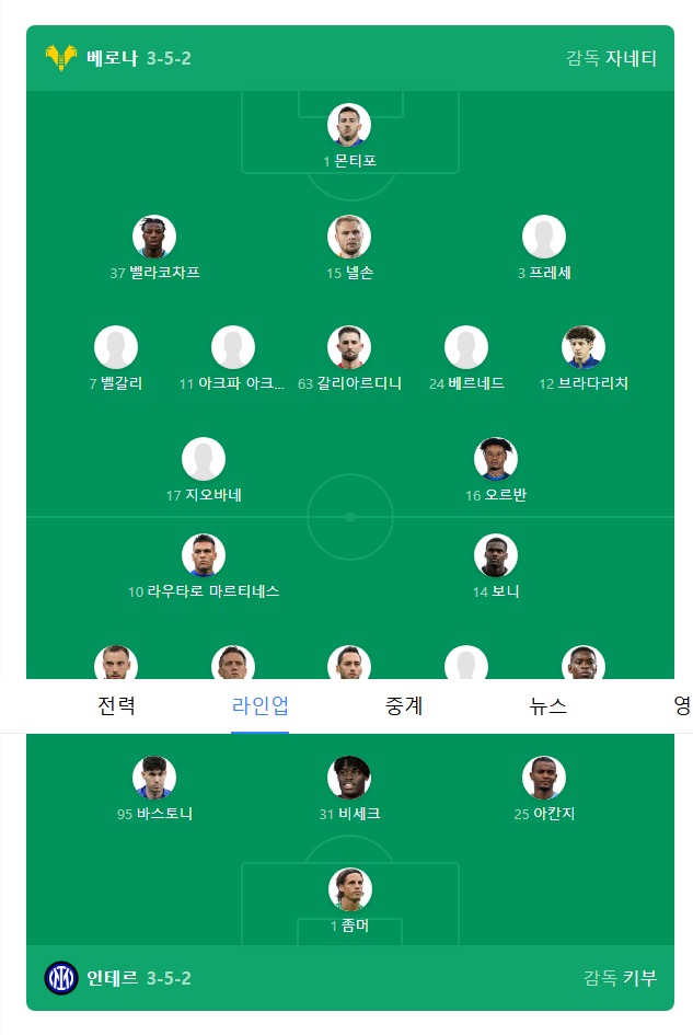 베로나 vs 인터