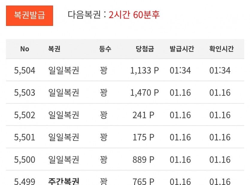 자다 깨서 깐 복권은!!!