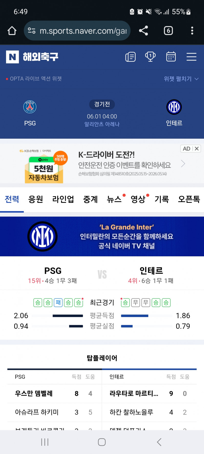 내일 새벽 4시 챔스 결승ㄷ