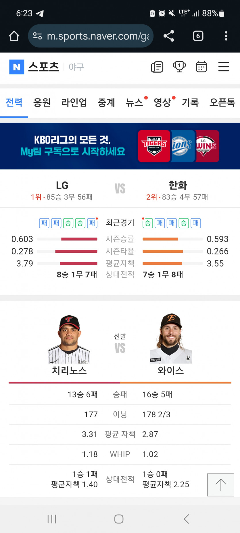 와이스 vs 치리노스