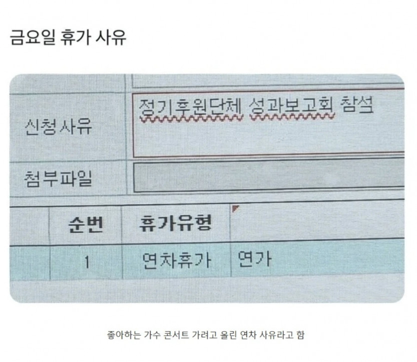 신입사원의 연차사유