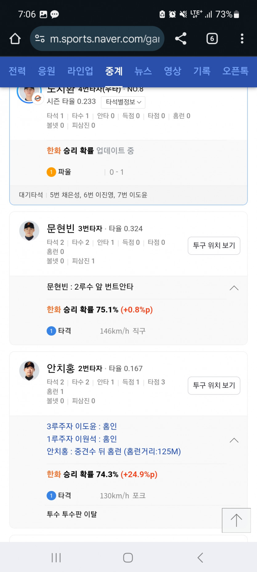안치홍 쓰리런 미친ㄷㄷ