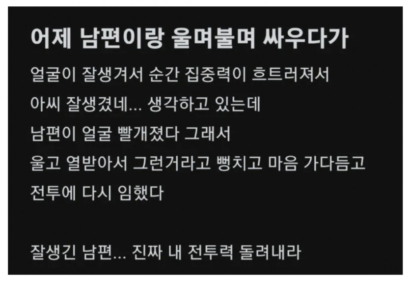 부부싸움 승률 100프로 남편