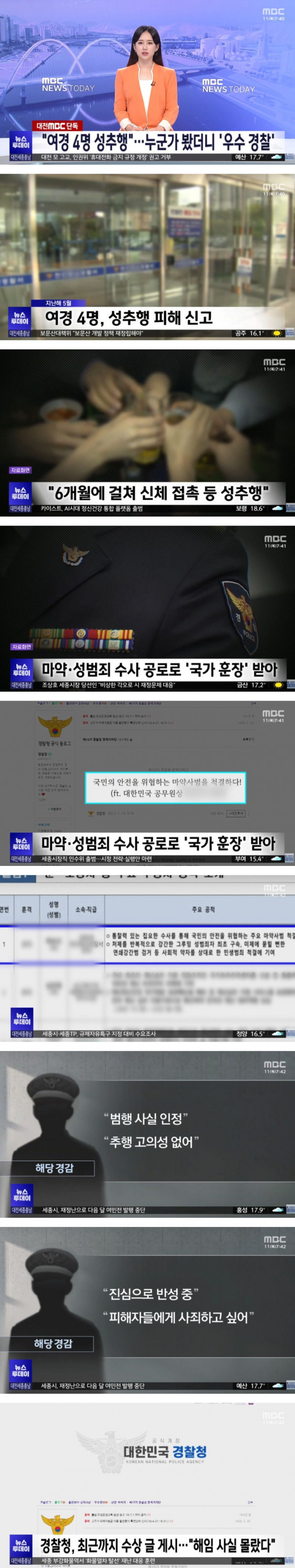 성범죄 해결 우수 경찰이 여경 4명 성추행