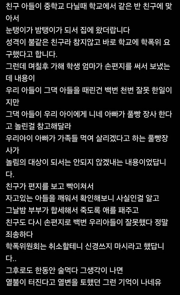 학교에서 맞고 온 아들 개뚜까 팬 부모
