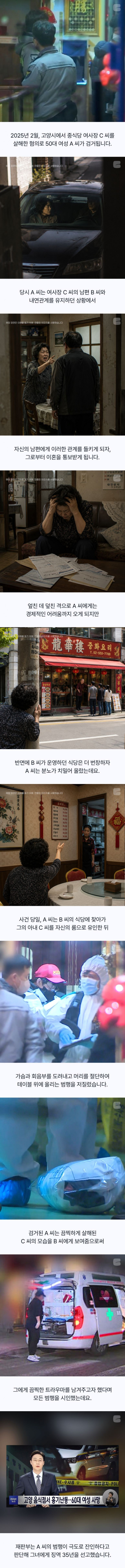 내연남 아내 머리를 절단한 중식당 살인 사건