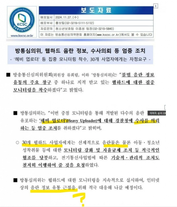 방통위 야동 단속 시작