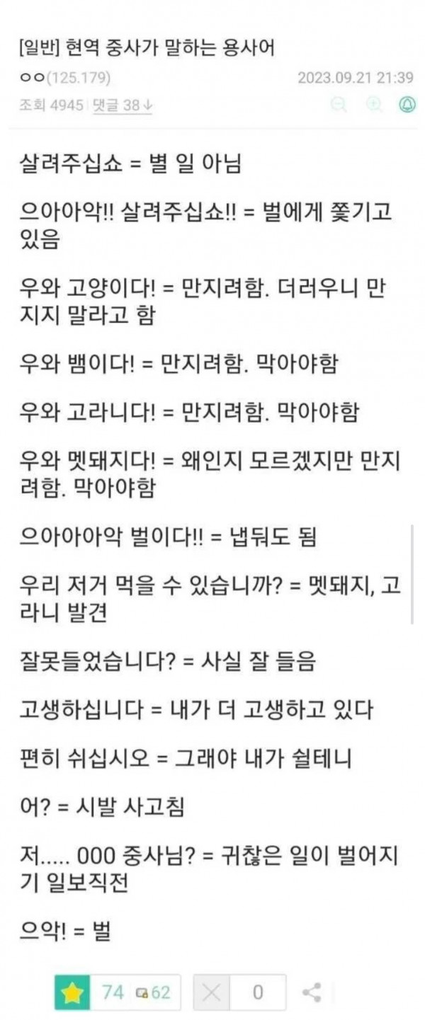 현직 중사가 말하는 요즘 용사언어