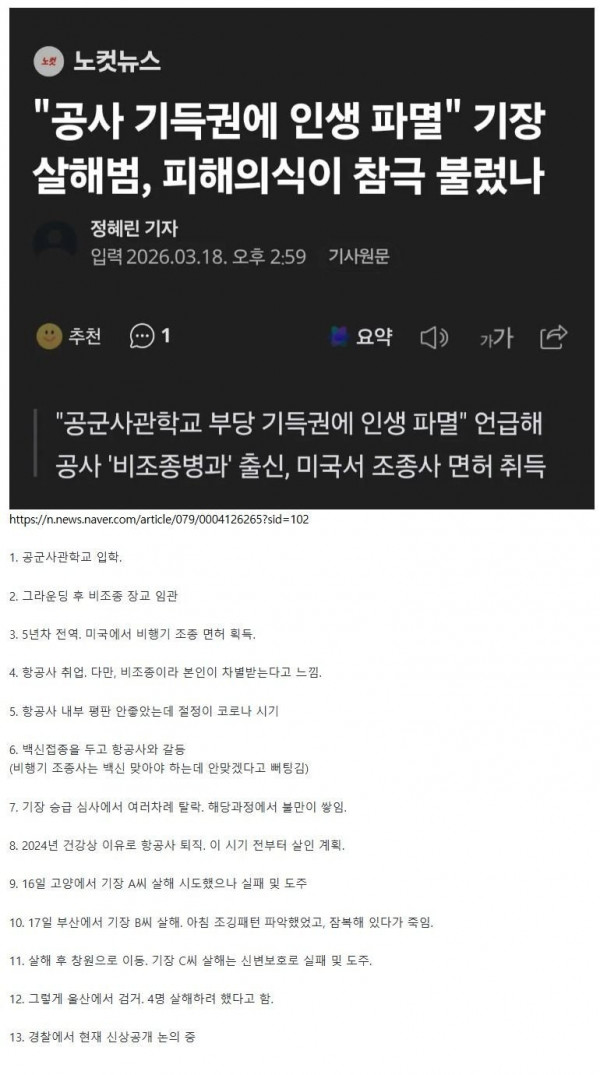 항공사 기장 살해한 부기장 요약