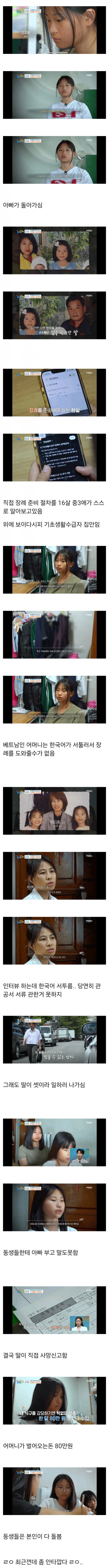 아빠 사망신고서 작성하는 다문화 청소년